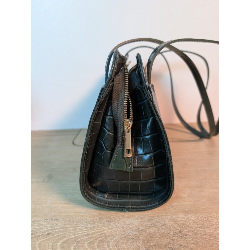 Hunter Green Croc Pattern Divina Firenze Handbag Shoulder Purse Made in Italy - Picture 6 of 9